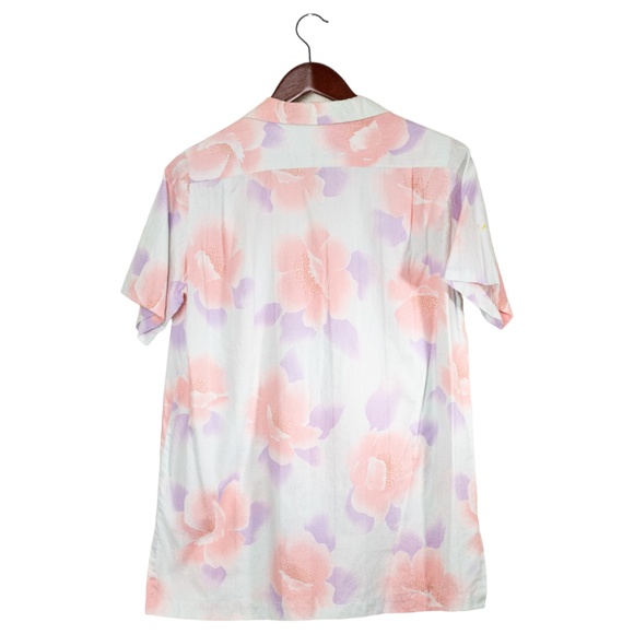 Vintage 80s Floral Print Handmade Button Up Shirt Small Watercolor Artsy Pretty - Picture 6 of 7